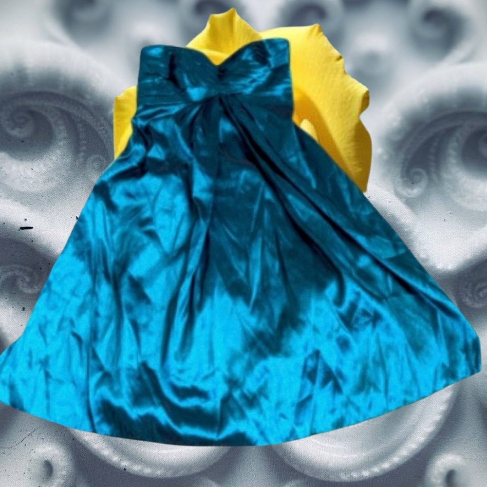 Strapless Satin Cocktail Dress in Teal